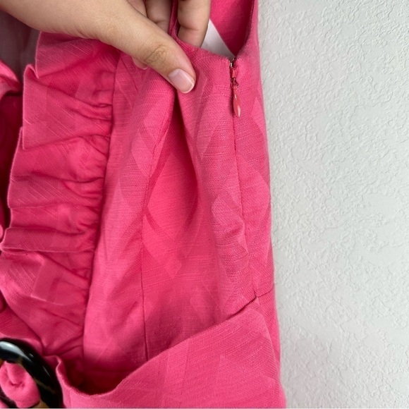 Milly of New York Hot Pink Ruffle Belted Vintage Dress Size 10 - Picture 3 of 7